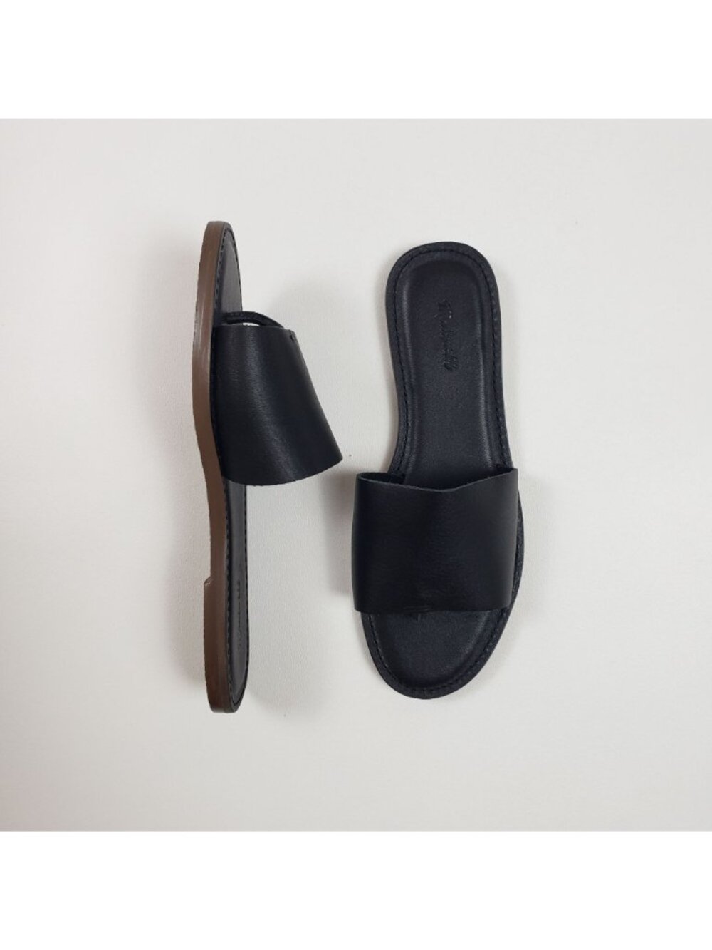 Madewell The Boardwalk Post Slide Sandal Women’s 7M Black Leather Summer - Picture 2 of 16